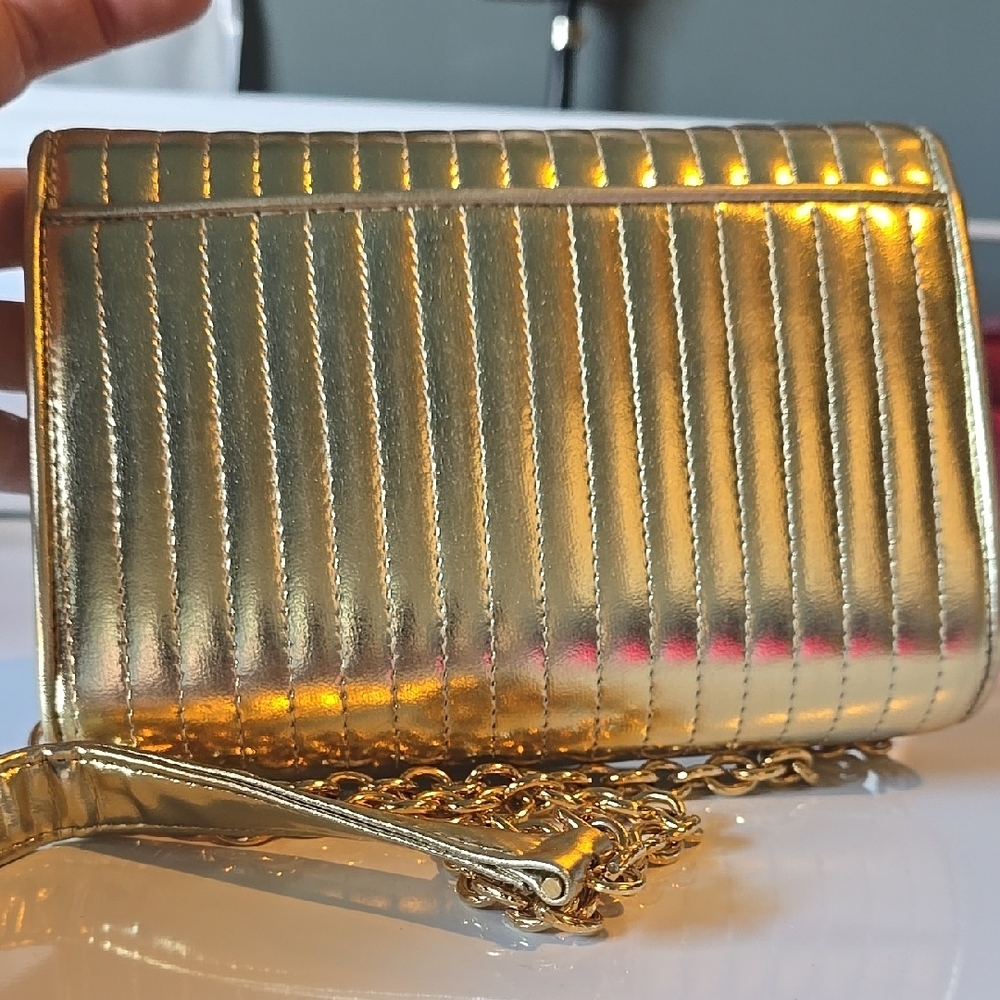 Vintage Anne Klein Gold Chain Shoulder Bag Cocktail Prom Wedding Formal Bling - Picture 2 of 4